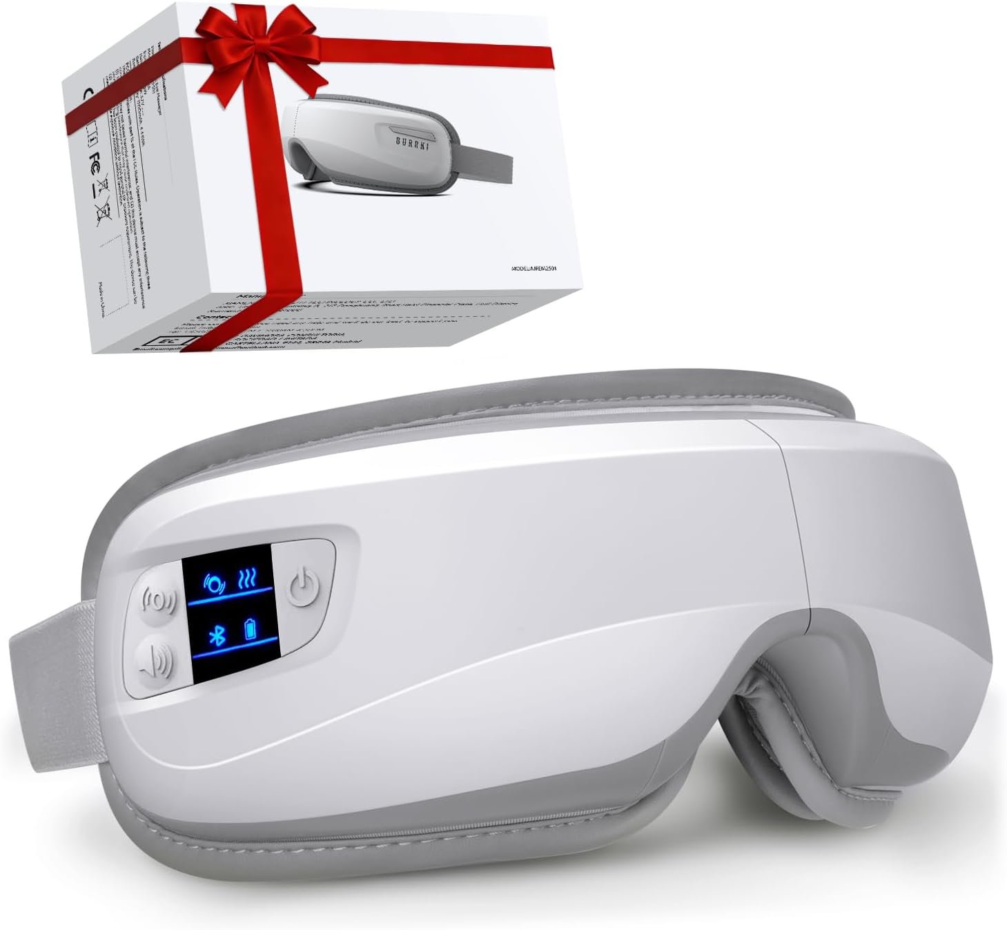 Eye Massager with Heat & Bluetooth Music, Fathers Day Birthday Gifts for Men Women Her Him, Heated Eye Mask for Migraines Relief, Reduce Strain, Headache Relief and Improve Sleep, Eye Care Device