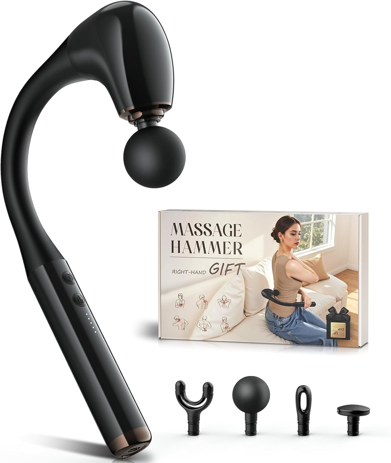 FVZ Massage Gun with Upgraded Extension Handle, 10MM Massage Gun Deep Tissue, Back Massager, Muscles/Neck/Shoulders/Waist/Legs Massager Portable for Pain Relief, Gifts for Men