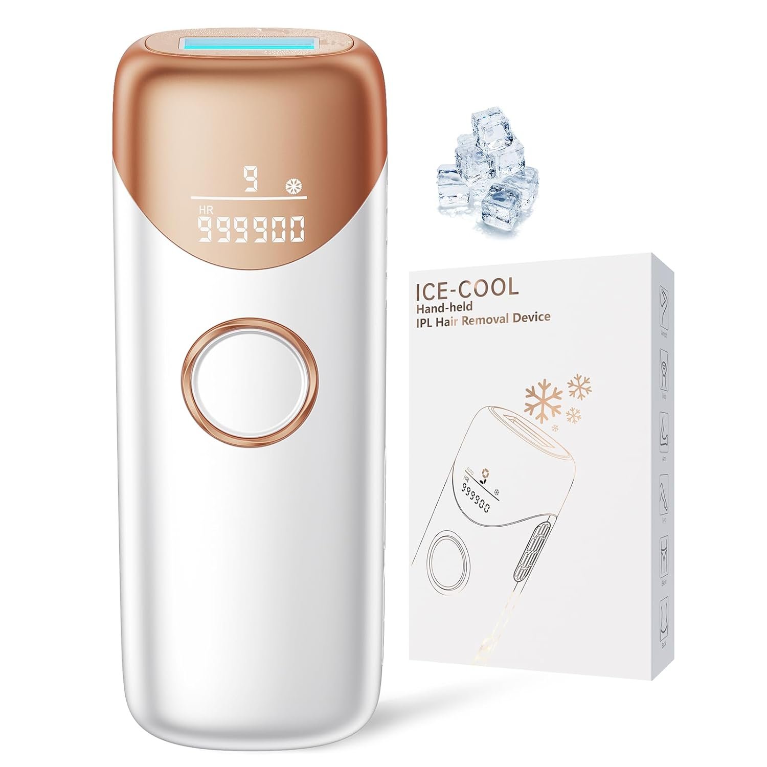 Ubroo Laser Hair Removal,IPL Hair Removal Device with 5℃ Ice Cooling,At-Home Laser Hair Removal for Women & Men,Body Legs Armpits Use (Gold)