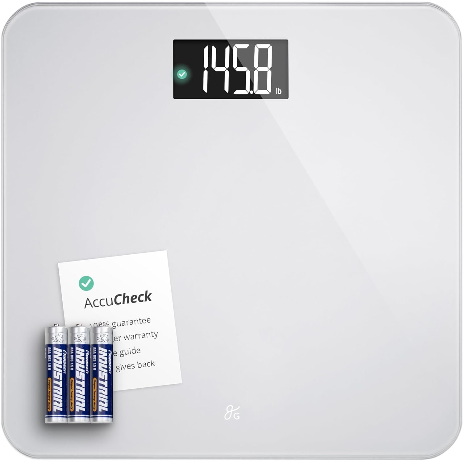Greater Goods AccuCheck Digital Scale for Body Weight – Accurate Digital Bathroom Scale with High-Precision Sensors, Large Easy-to-Read Backlit Display, 400 lb Capacity, Auto Step-On (Gray)