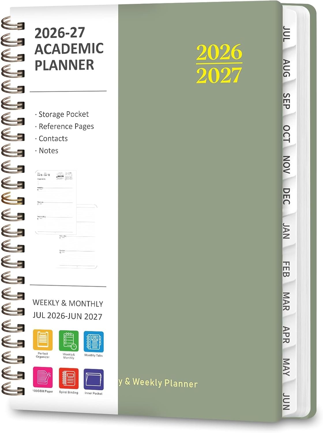Planner 2026-2027, Academic Weekly and Monthly Calendar Planner, July 2026 – June 2027, Hardcover Planning Agenda Book for Desk Accessories and School Supplies – A5 Size (6.3” x 8.5”)