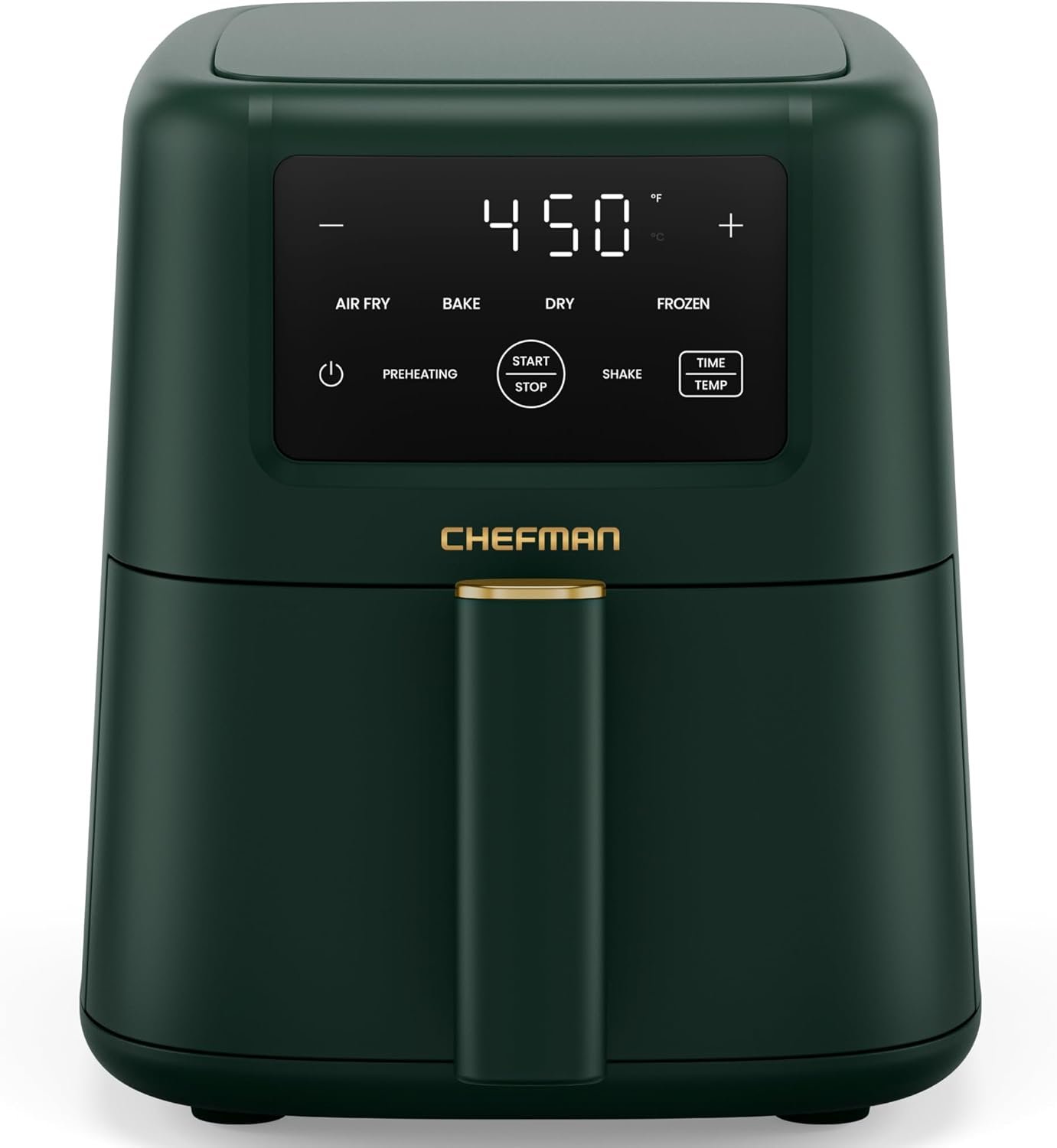 Chefman Air Fryer – 4-in-1 Slim 3.5 QT Airfryer, Air Fry, Bake, Dehydrate, Frozen, 450°F Max Temp for Extra Crispy Results in Minutes, Nonstick Ceramic Coating, Dishwasher-Safe Accessories – Green