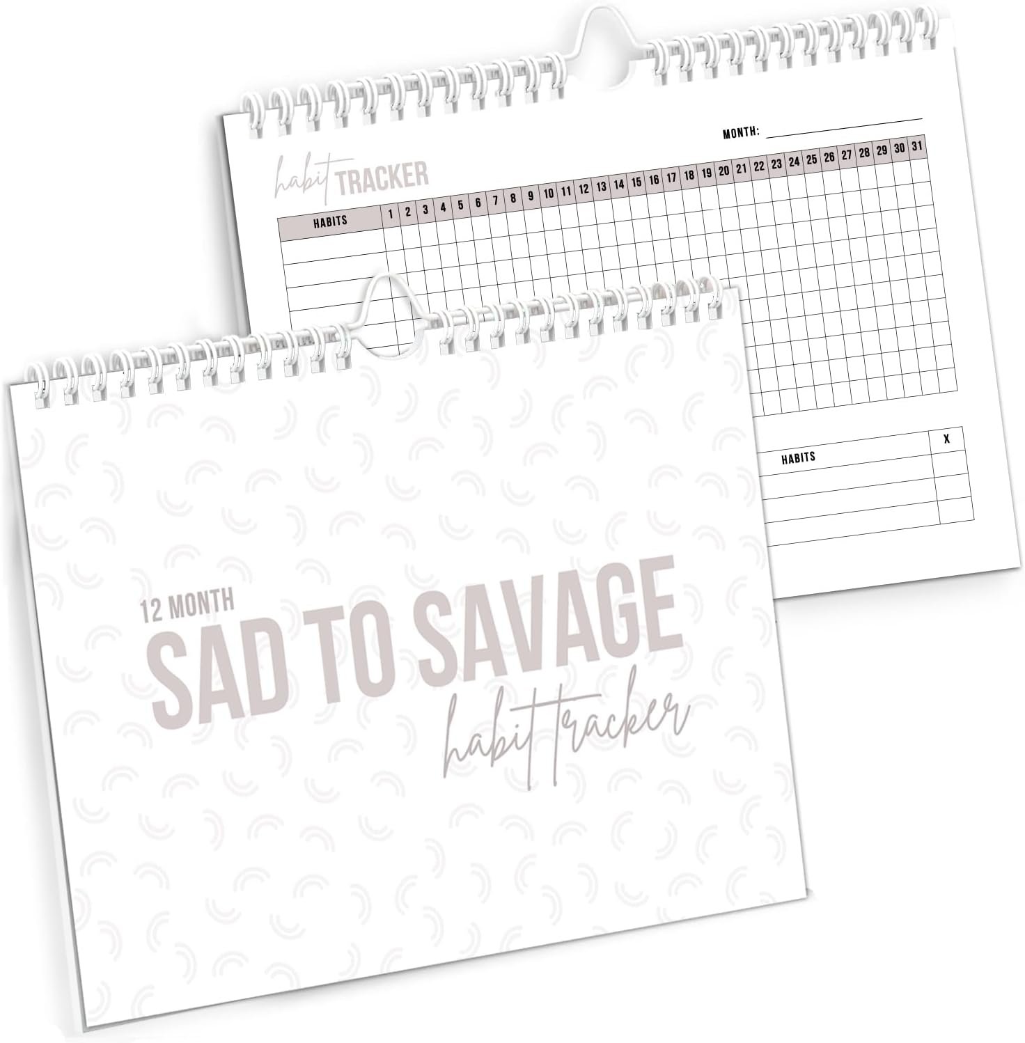SAD TO SAVAGE Habit Tracker by Shelby Sacco – Daily Habit Tracker Journal with Affirmations and Educational Material on the Habit Loop for Creating Habits to Improve Your Life