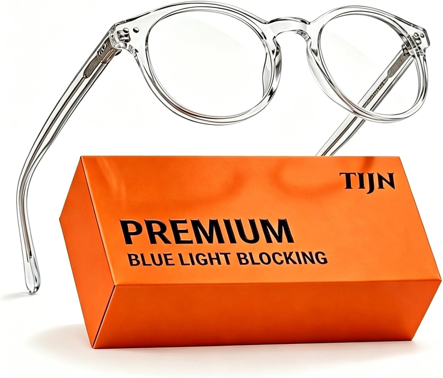 TIJN Blue Light Blocking Glasses Men Women Vintage Thick Round Rim Frame Eyeglasses