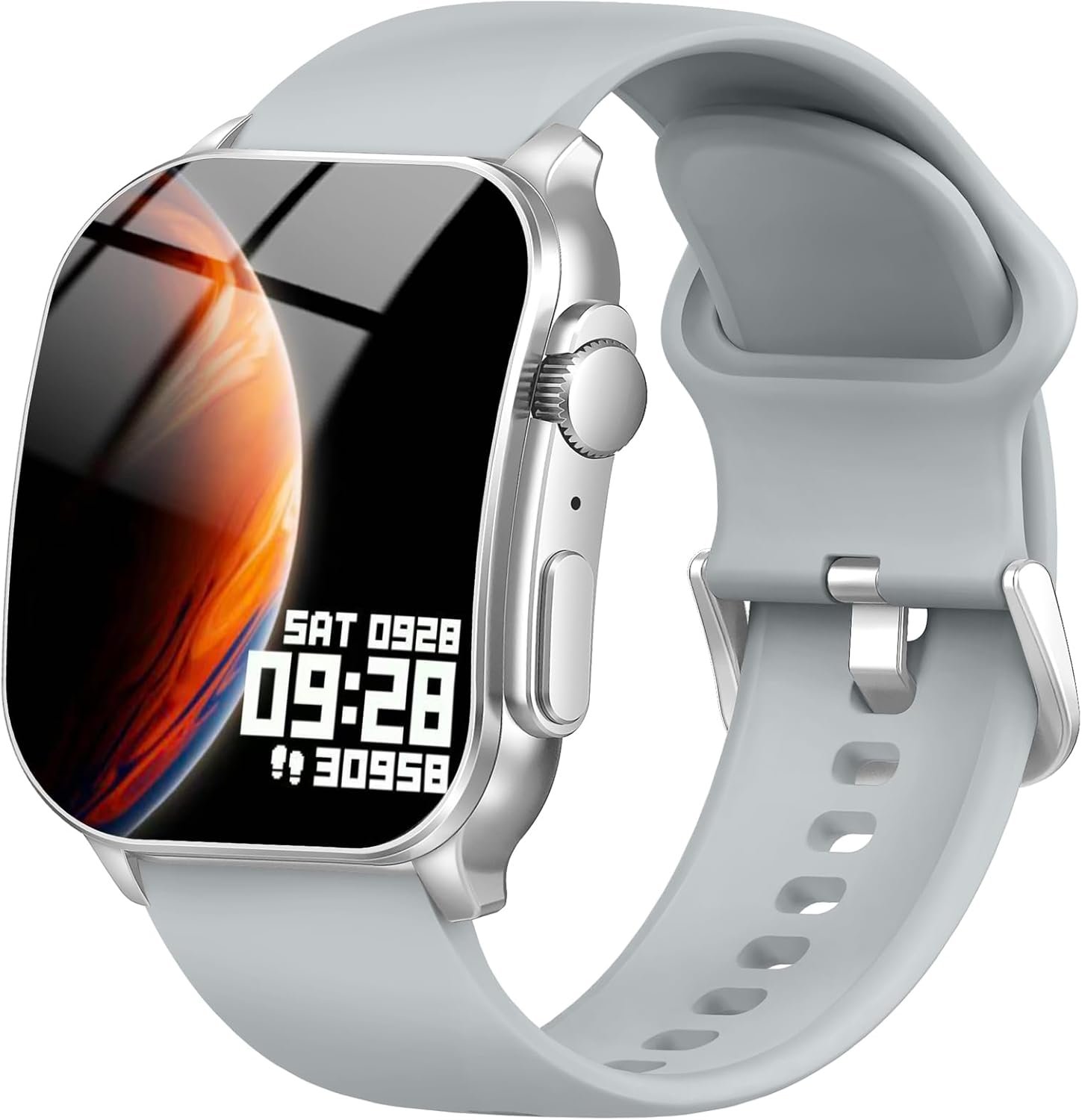 Smart Watch, 2.01″ AMOLED Curved Touchscreen Fitness Watch for Men Women, IP68 Waterproof, 24/7 Heart Rate/Sleep Monitor, Fitness Tracker with Pedometer, 120+ Sports Modes, Watch for Android iOS Gray