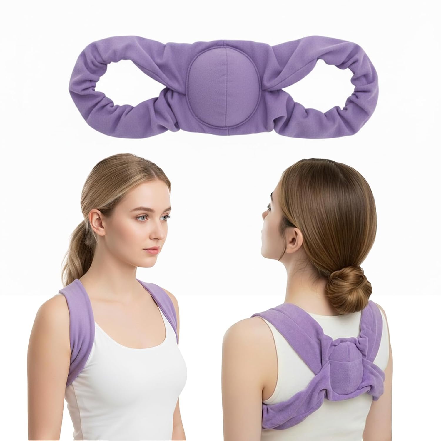 RNEMP® Sleep Upper Back Posture Corrector for Women, Ultra-Soft Lavender Back Brace for Sleeping, Lightweight & Airy, for All Night Spine Alignment & Morning Relief