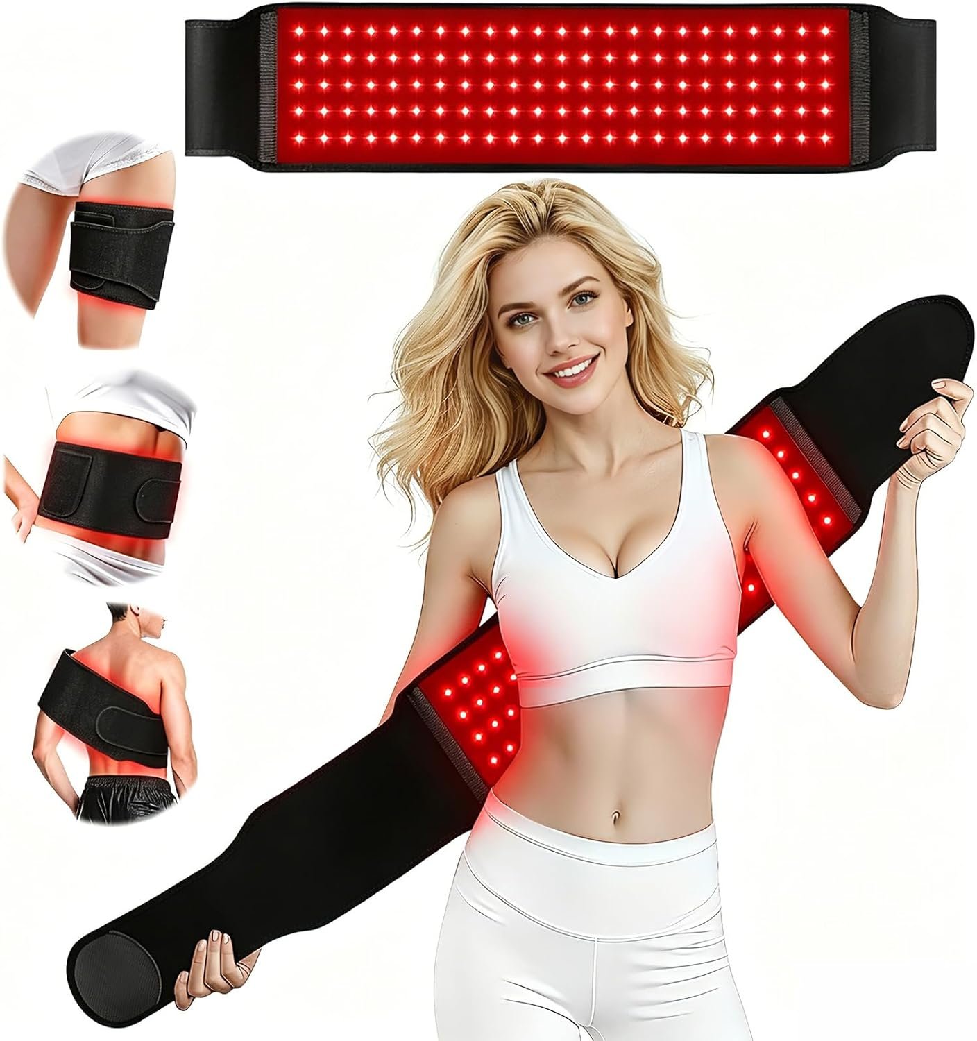 Body Red Light Therapy Belt, Wearable Red Light Therapy for Body Care, 660nm 850nm Full Body Red Light Therapy Device for Shoulders, Back, Waist & Legs, Non-Slip Design, Gift for Men & Women