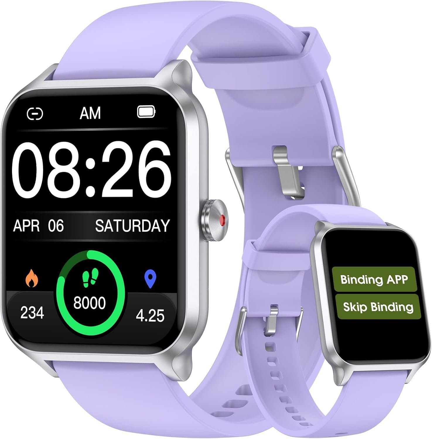 Pautios Smart Watch No App/Phone Required,42mm Smartwatch for Women Men,Fitness Tracker Watch with Heart Rate Monitor, Sleep Tracker, Pedometer,Step Counter,IP68 Waterproof, for Android iOS Phones
