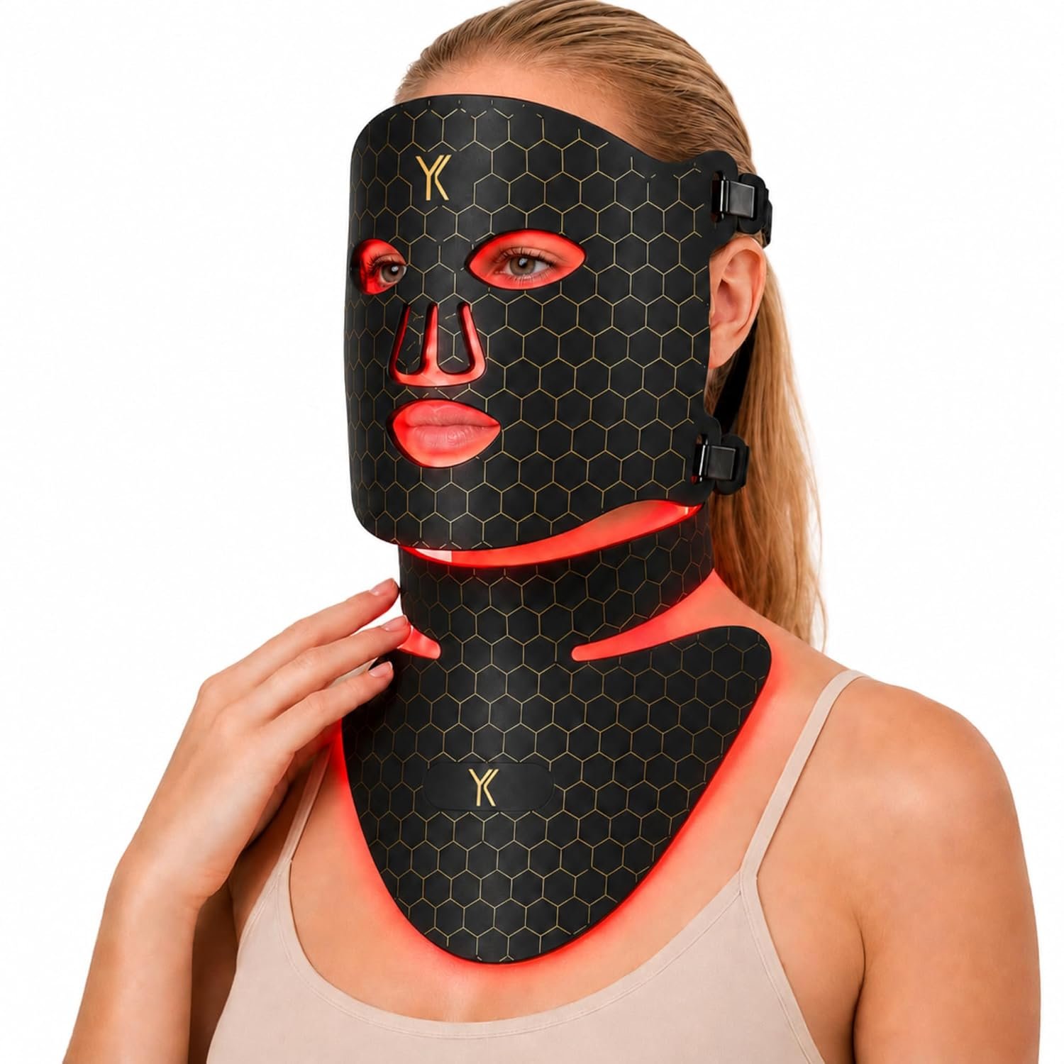 LED Red Light Therapy Mask for Face, Neck and Chest, 7 Light Modes with 850nm NIR Light, 840 Beads, IPX6 Waterproof Rechargeable At-Home Skin Care Device