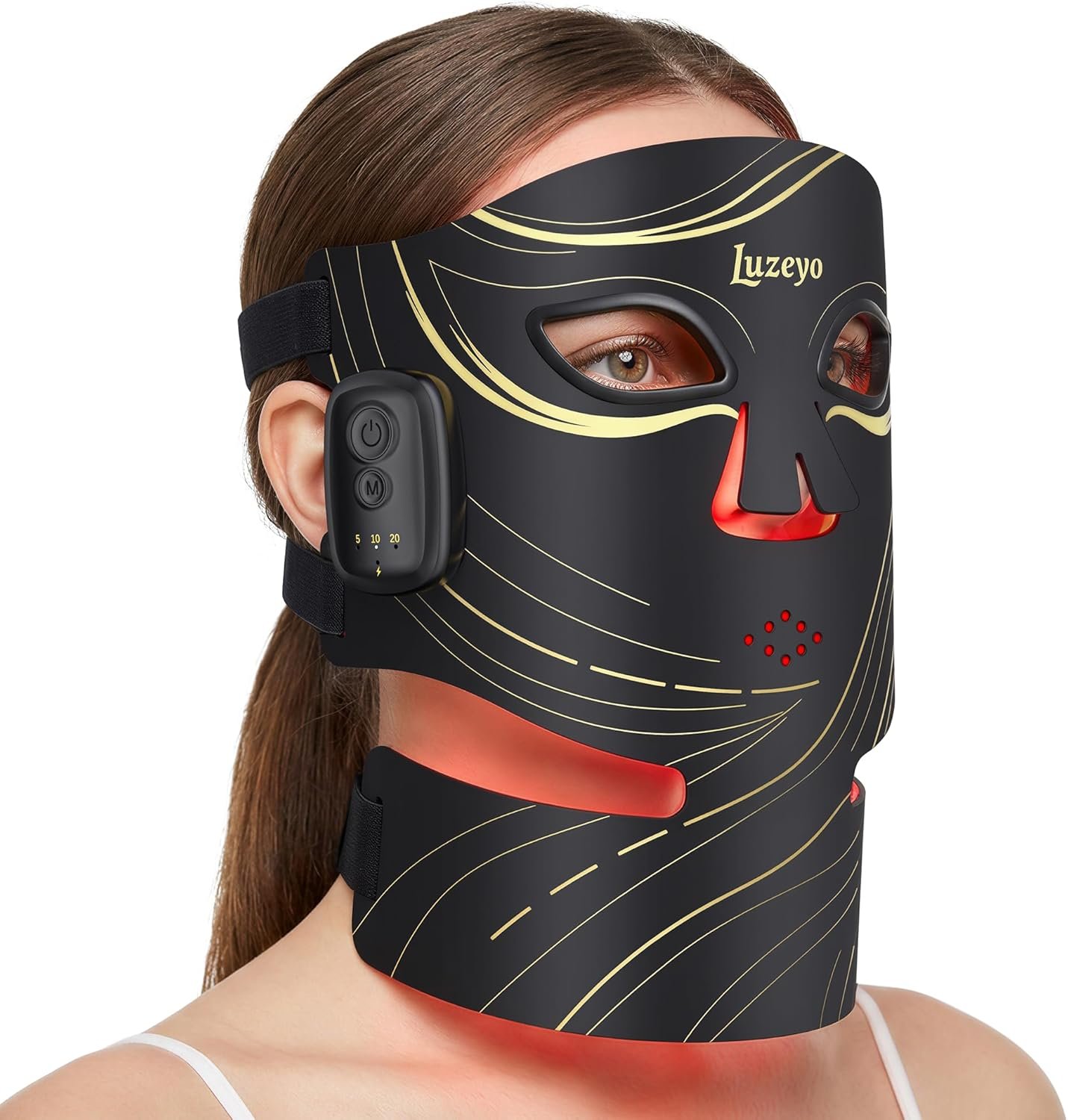 Wireless Red Light Therapy Mask for Face, Anti-Wrinkle & Acne Treatment for Full Face, Chin & Neck, 850nm Infrared Portable LED Face Mask for Home & Travel Use, Ideal Skincare Gifts for Women