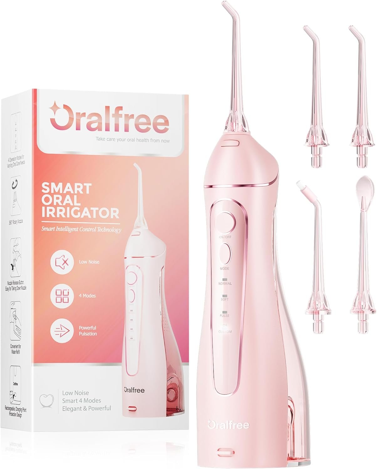 Oralfree Water flosser Teeth Picks – Dental Braces Cordless Oral Irrigator Portable Rechargeable Travel Irrigation Cleaner IPX7 Waterproof Electric Professional Flossing Teeth Cleaning for Home