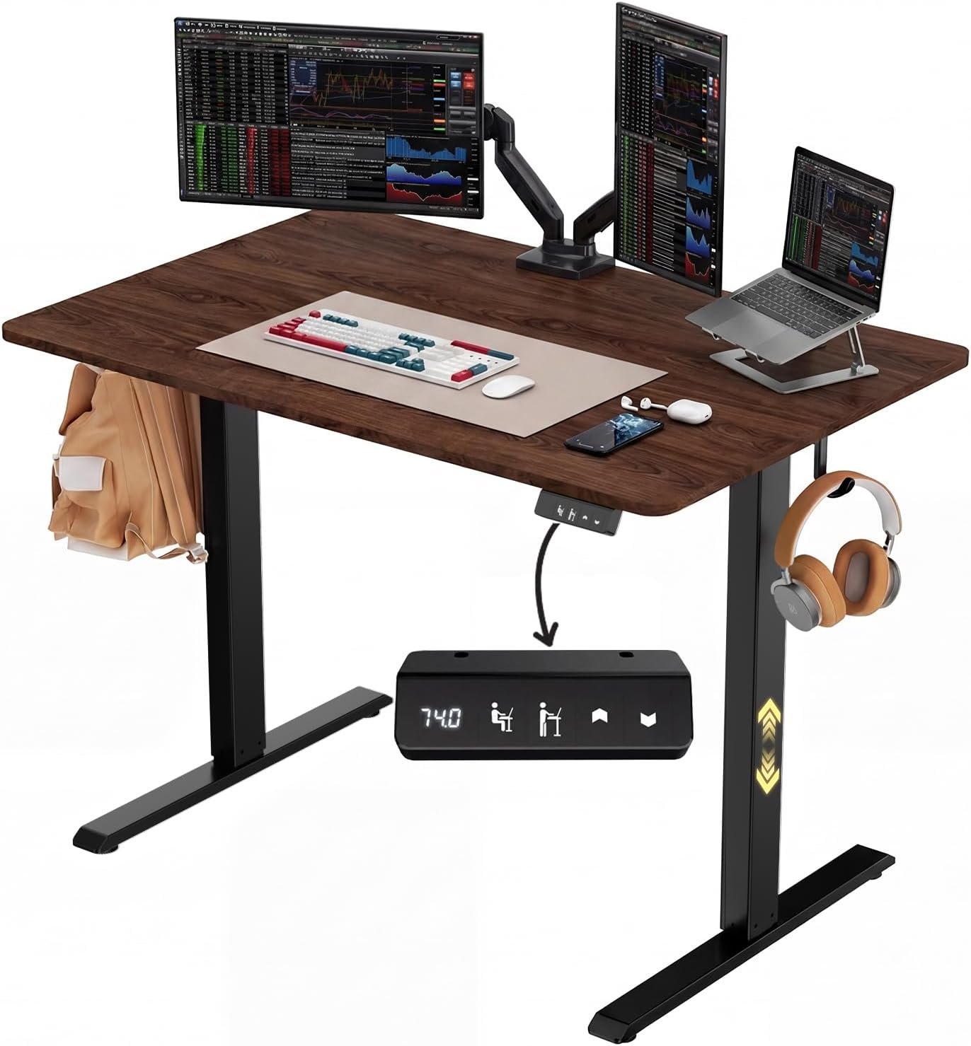 Electric Standing Desk 48″ x 24″, Height Adjustable 28″-46″, Sit Stand Desk with Memory Presets, Smooth & Quiet Motor, Reinforced Frame, Easy Assembly, Ergonomic Home Office Desk