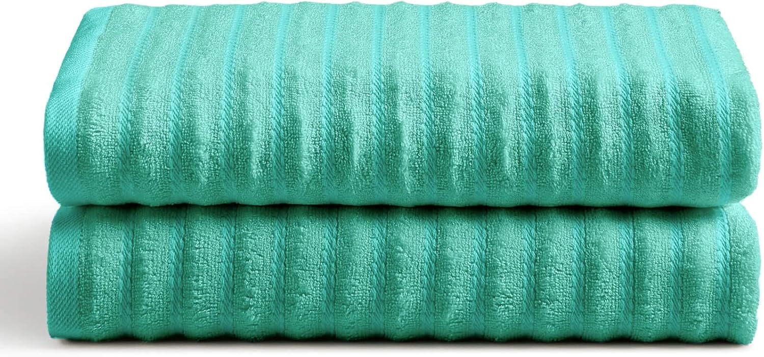 Cosy House Collection Luxury Rayon Derived from Bamboo Blend 2-Pack Towel Set – Ultra Soft, Absorbent and Quick Drying – Plush Cotton Hotel Spa Quality – 27″ x 54″ (Bath Towel, Turquoise)
