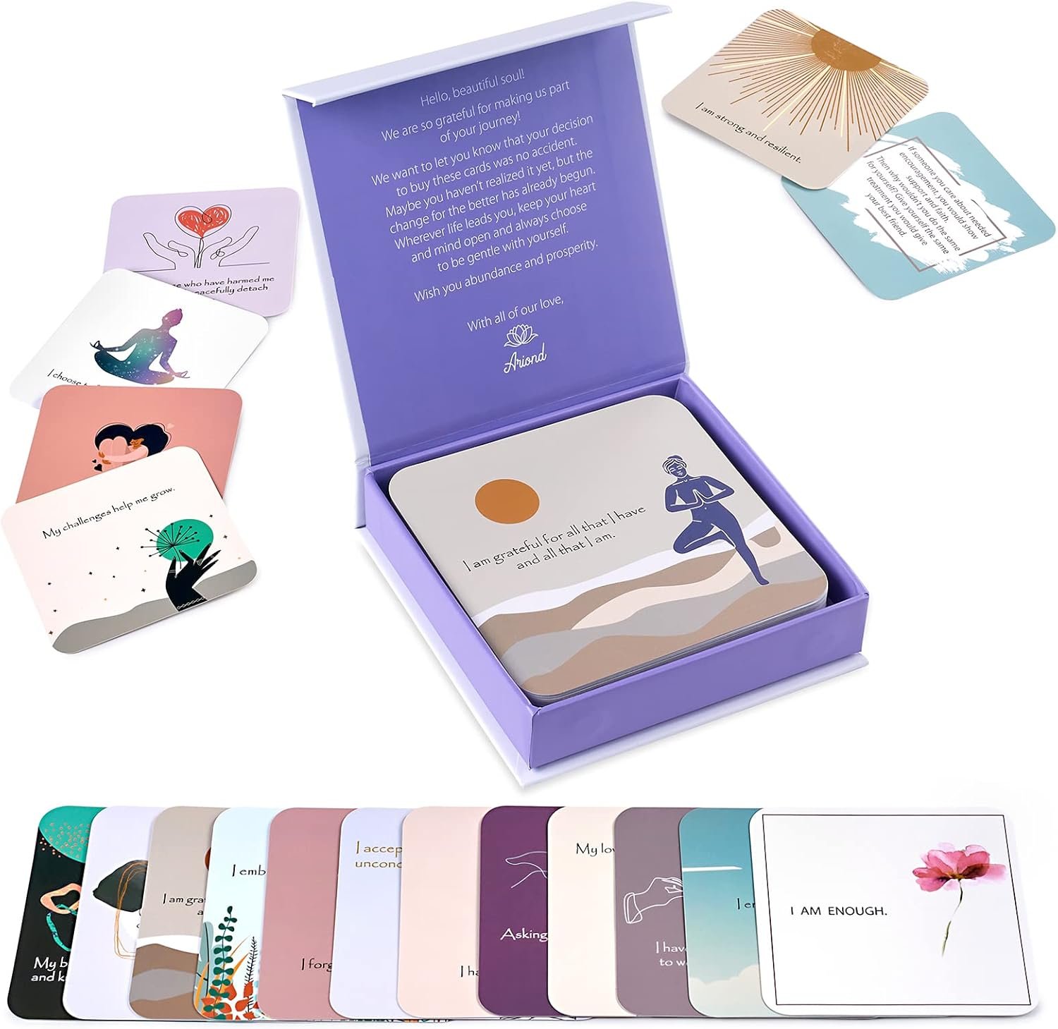 Ariond Happier Me Positive Affirmation Cards for Women – Daily Motivational & Mindful Prompts – Intentional Gift for Yoga and Spirituality Inspirational Deck For Meditation & Gratitude