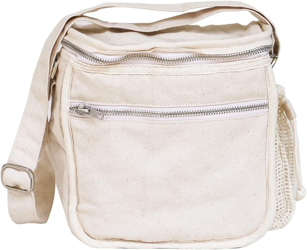 Simple Ecology Organic Canvas Lunch Bag – GOTS Certified, Washable, Reusable, Eco Friendly, Durable Lunch Tote (Insulated 9H × 8W × 4.5D in.) – Natural