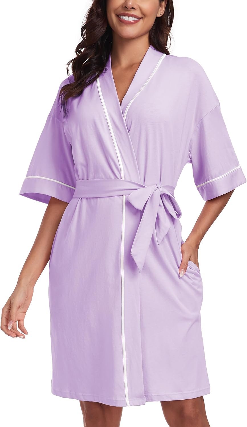 EA’S SECRET Robes for Women Summer Lightweight Bathrobe Bamboo Short Kimono Robe Soft Spa Bath robe Sleepwear for Ladies