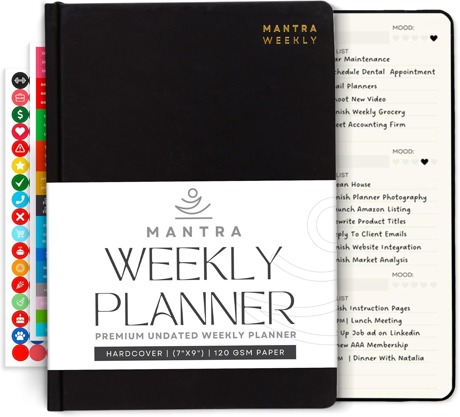 2026 Planner, Daily Journal & Gratitude Journal All-In-One with To Do List, Self Care Prompts & Habit Tracker – 7 x 10 – Black
