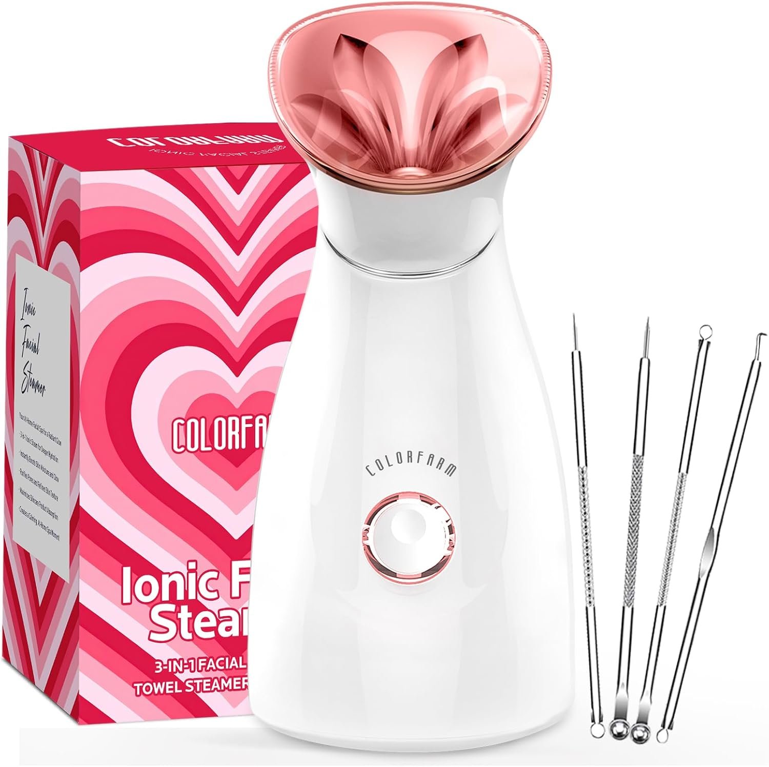Colorfarm Facial Steamer Nano Ionic: Face Steamer Deep Cleaning Unclogs Pores – Humidifier Hot Mist Home Sauna Spa for Women Men Sinuses Moisturizing