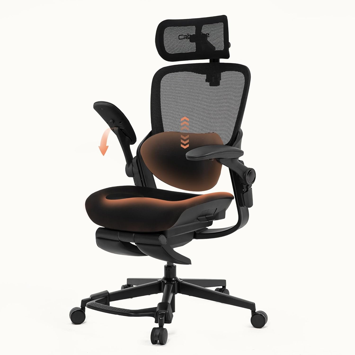 CabLady S2 Petite Office Chair for Women & Small Frames – 330lb Capacity, 4D Adjustable Lumbar/Headrest, Flip-Up Arms & Footrest, Ergonomic Desk Chair