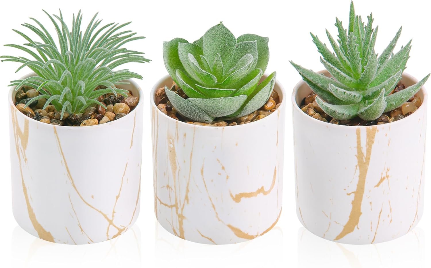 Der Rose 3 Pack Small Fake Plants Succulents Plants Artificial in Pots for Home Office Desk Decor for Women