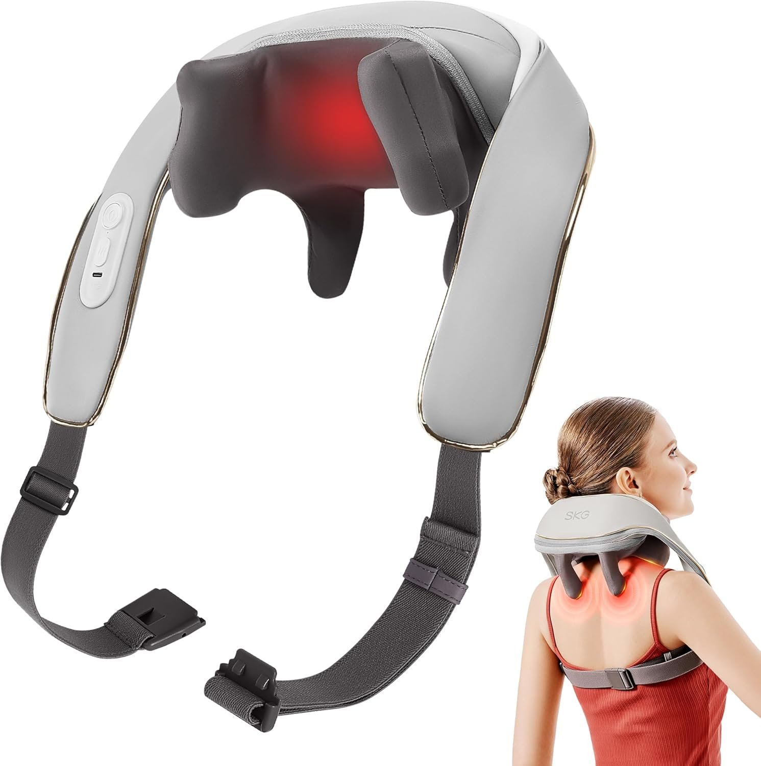 SKG 2025 Neck Massager for Pain Relief, Deep Tissue 6D Kneading with Heat, Cordless Neck & Shoulder Massage, Valentine Gift for Men & Women, H5 Mini