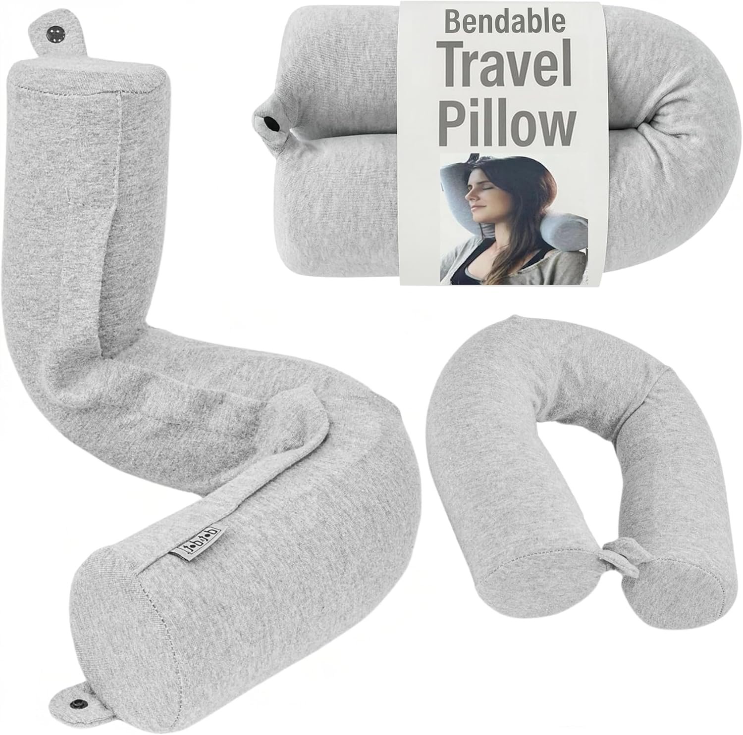 Dot&Dot Twist Memory Foam Travel Pillow for Airplane, Car and Home, Bendable Neck Pillow, Airplane Pillow for Neck Support, Chin, Lumbar and Leg, Adjustable Neck Roll Pillow