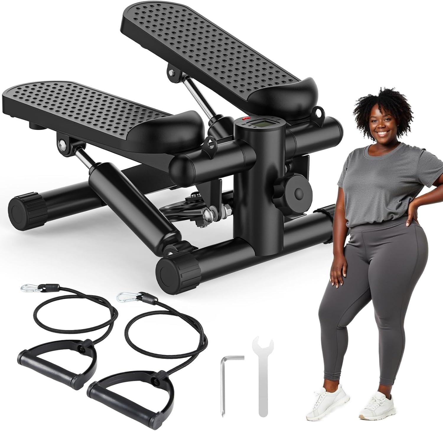 OLIXIS Stepper Machine with Resistance Bands – Mini Stair Stepper for Home Exercise, Portable Weight Loss & Full Body Workout Equipment