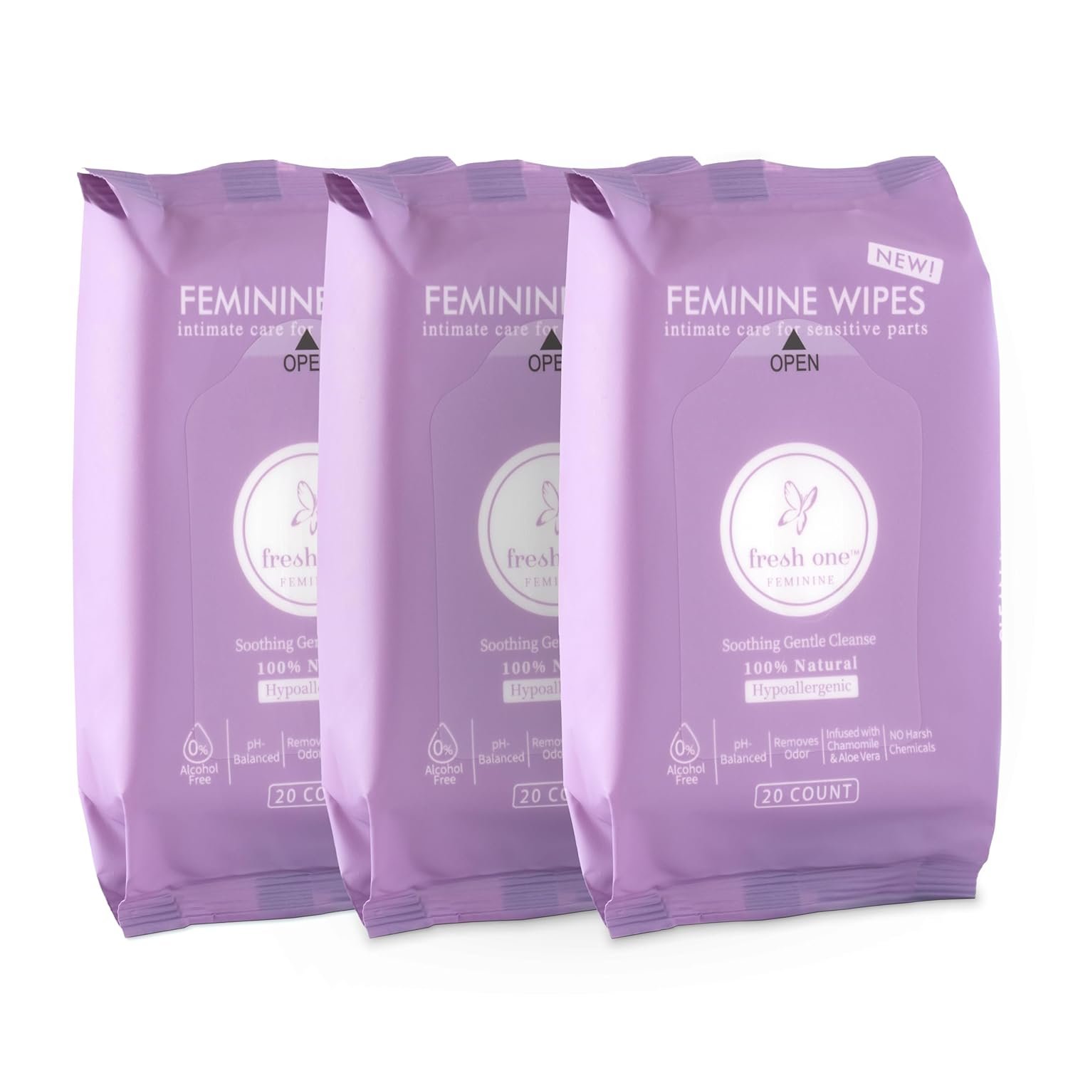 Fresh One Feminine Wipes – Natural pH Balanced Intimate Wipes for women | Soothing, Gentle Cleansing | Feminine Hygiene Wipes for Sensitive Skin, Personal Care, & Daily Use