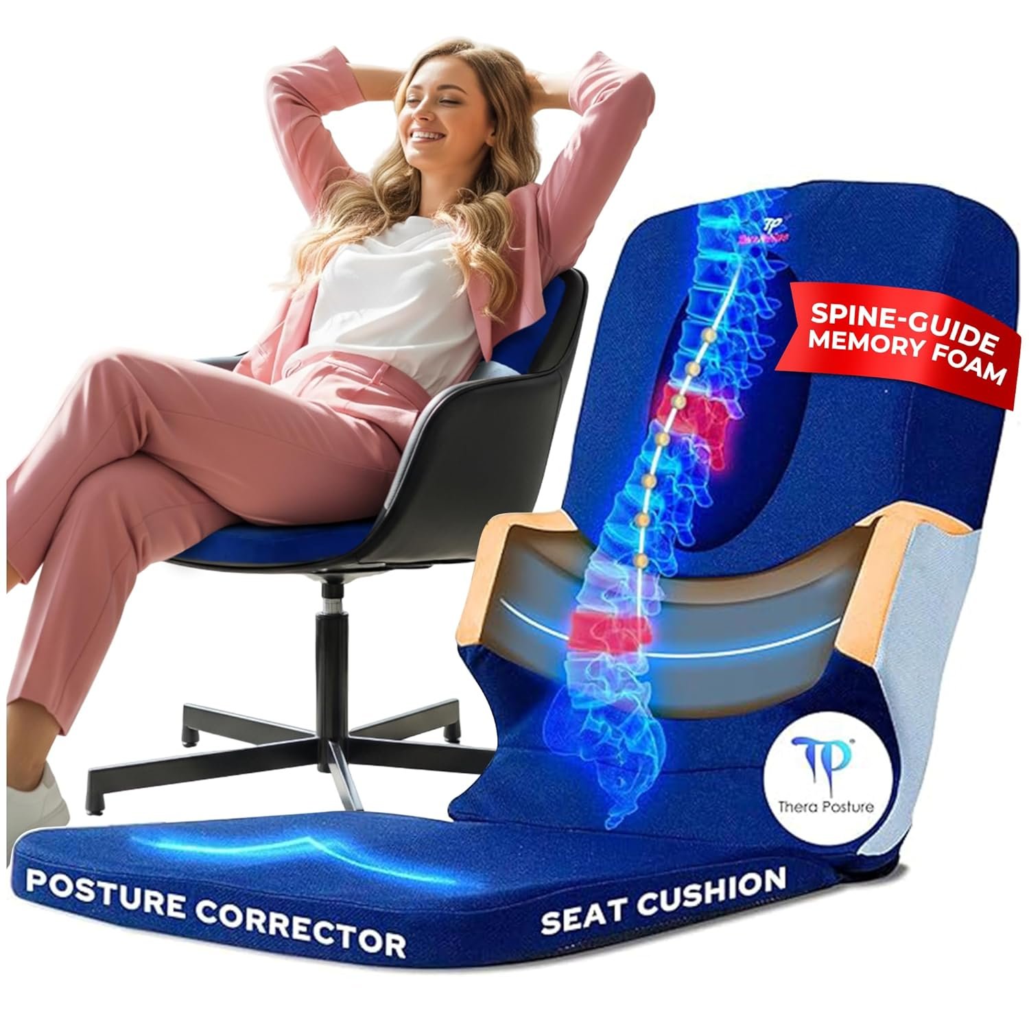 The Posturator – Posture Corrector with Pelvis-stabilizer, Spine-guide, Memory Foam – Men & Women | Corrects and Maintains Posture, Improved Thoracic supports, One-size, Lightweight & Portable