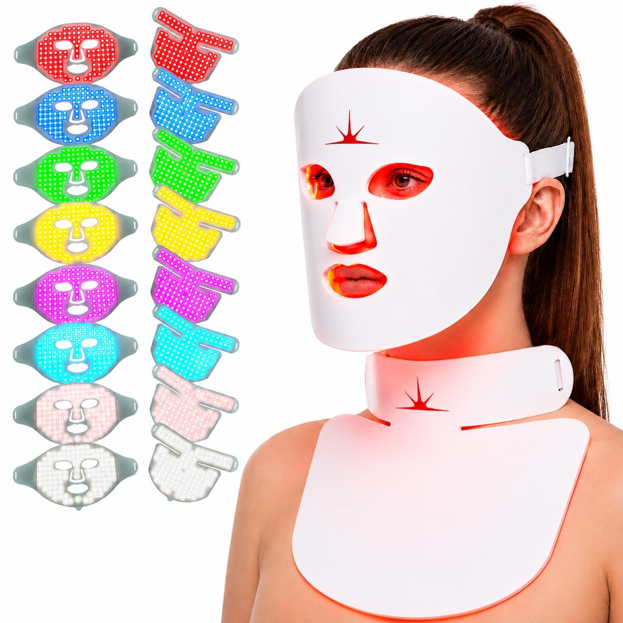 Red Light Therapy Mask for Face, FDA Cleared Light Therapy Mask for Acne Treatment, Red Blue Near Infrared LED Face Mask with 432 LED Chips, Rechargeable Silicone, FSA Eligible, LX300