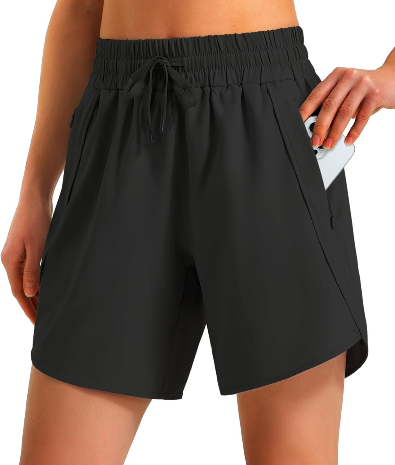 Ksmien Women’s 5″/ 7″ Athletic Running Shorts Quick Dry Lightweight Workout Gym Shorts with Zipper Pockets UPF 50+
