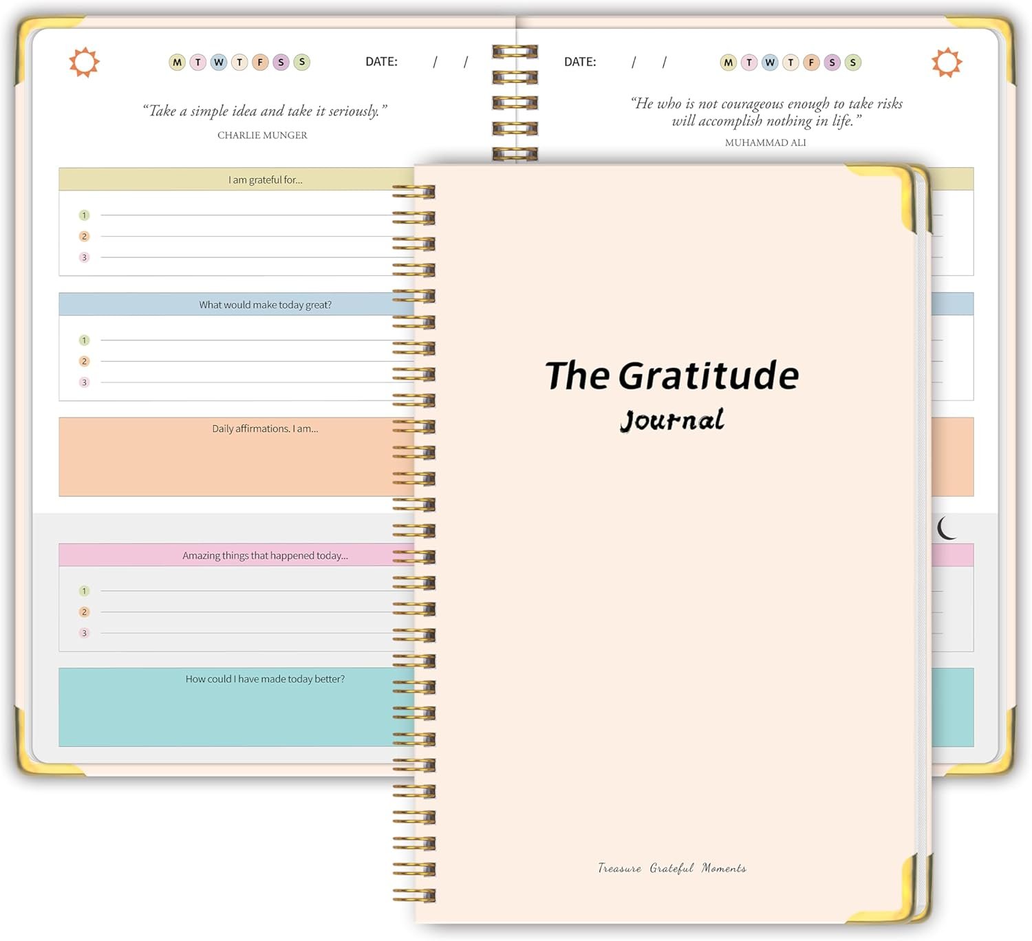 The Gratitude Journal for Women＆Men – 5 Minute Daily Gratitude Practice with Inspiring Prompts & Quotes for More Happiness, Affirmation, Mindfulness＆Reflection, Personalized Self Care Gifts for Mom – Beige