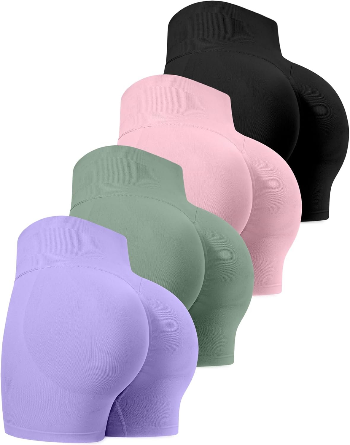CHRLEISURE Workout Shorts Sets for Women, High Waisted Butt Lifting Scrunch Butt Sports Seamless Gym Shorts