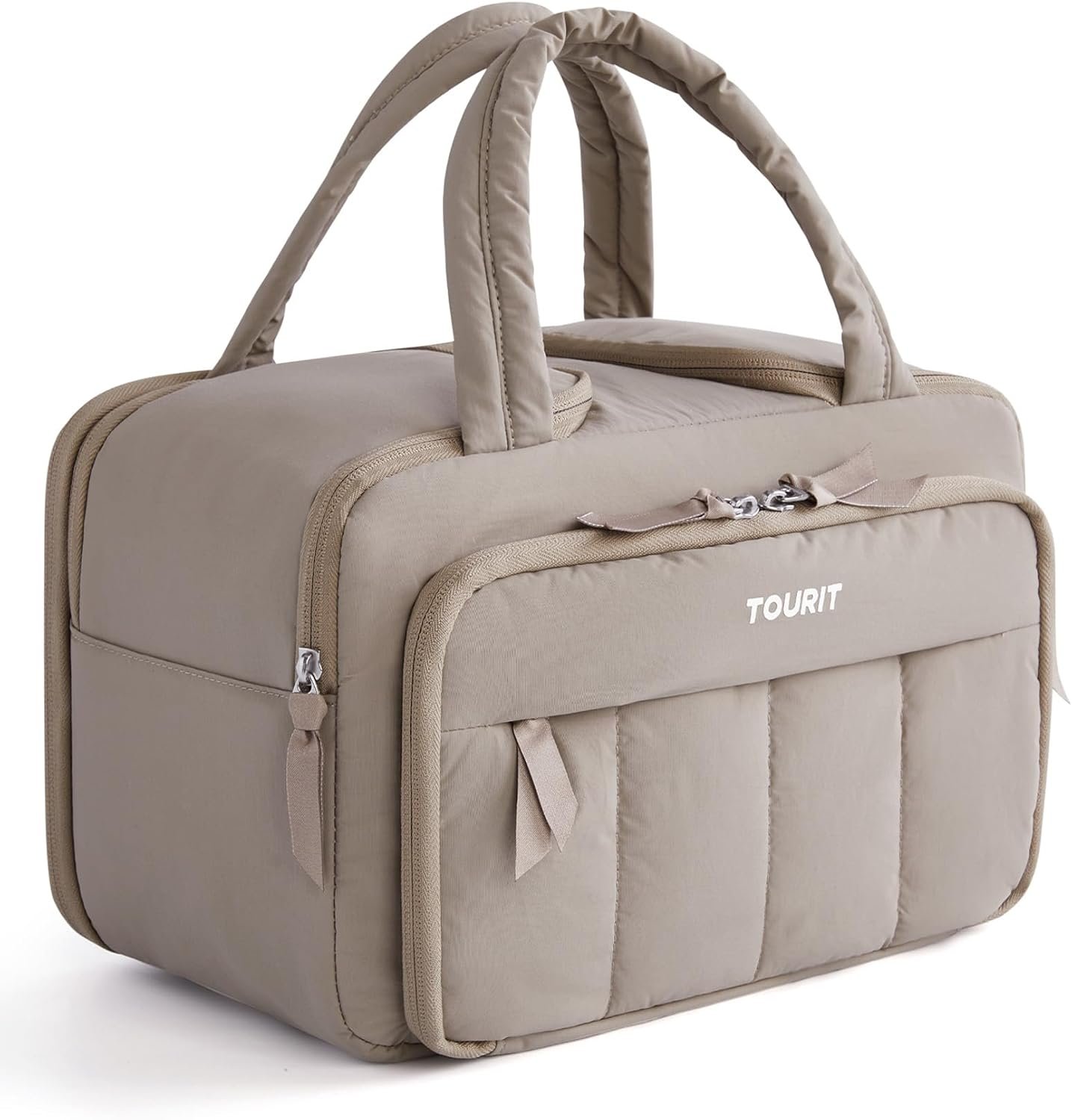 TOURIT Lunch Box for Women, Double-Sided Compartment with Ice Pack, Multi-Pockets Design for Work, Outdoors, Camel