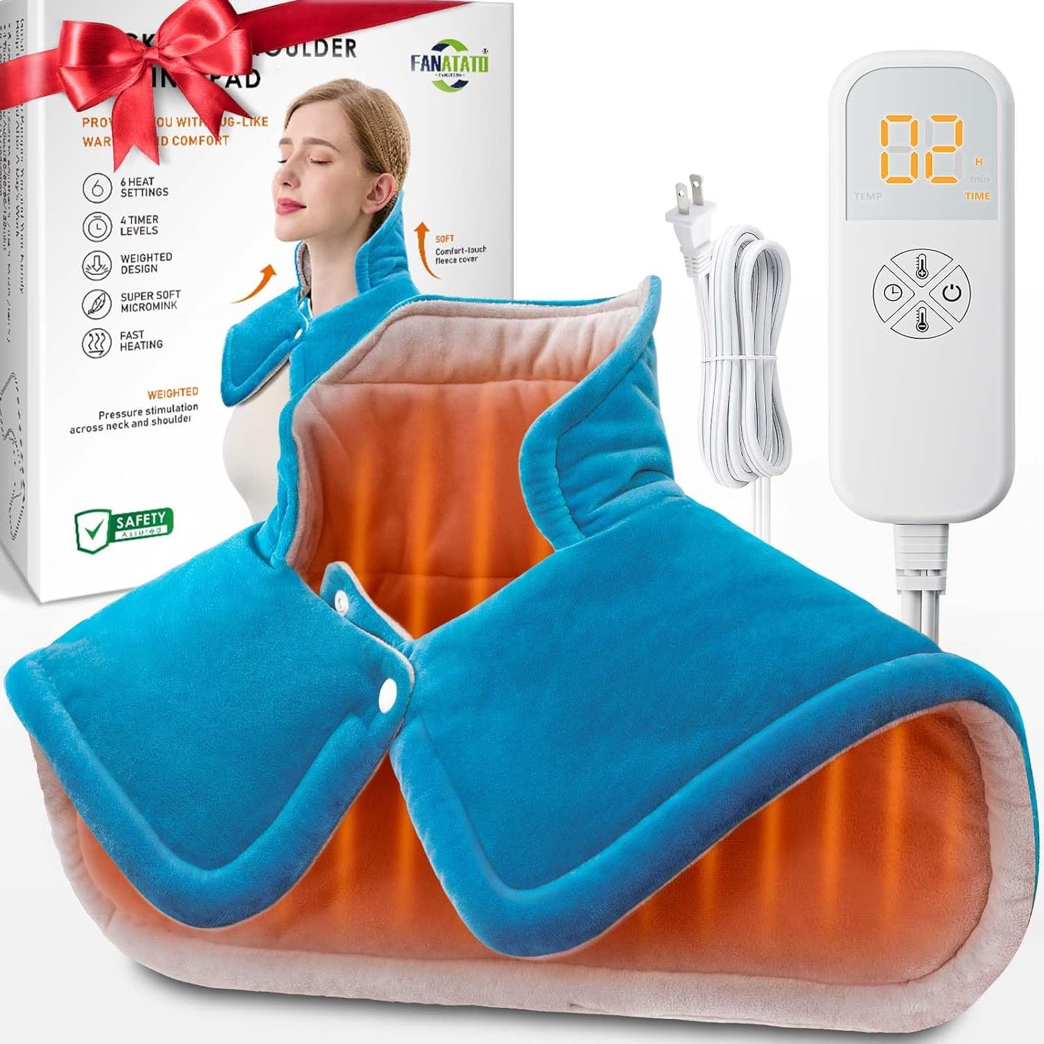 Father’s Day Gift for Dad Husband from Daughter Son Wife, Weighted Neck & Shoulder Heating Pad for Pain Relief | | 6 Heat Settings, 2H Auto‑Off | Home & Office Use, Birthday Gifts for Men Women Dad