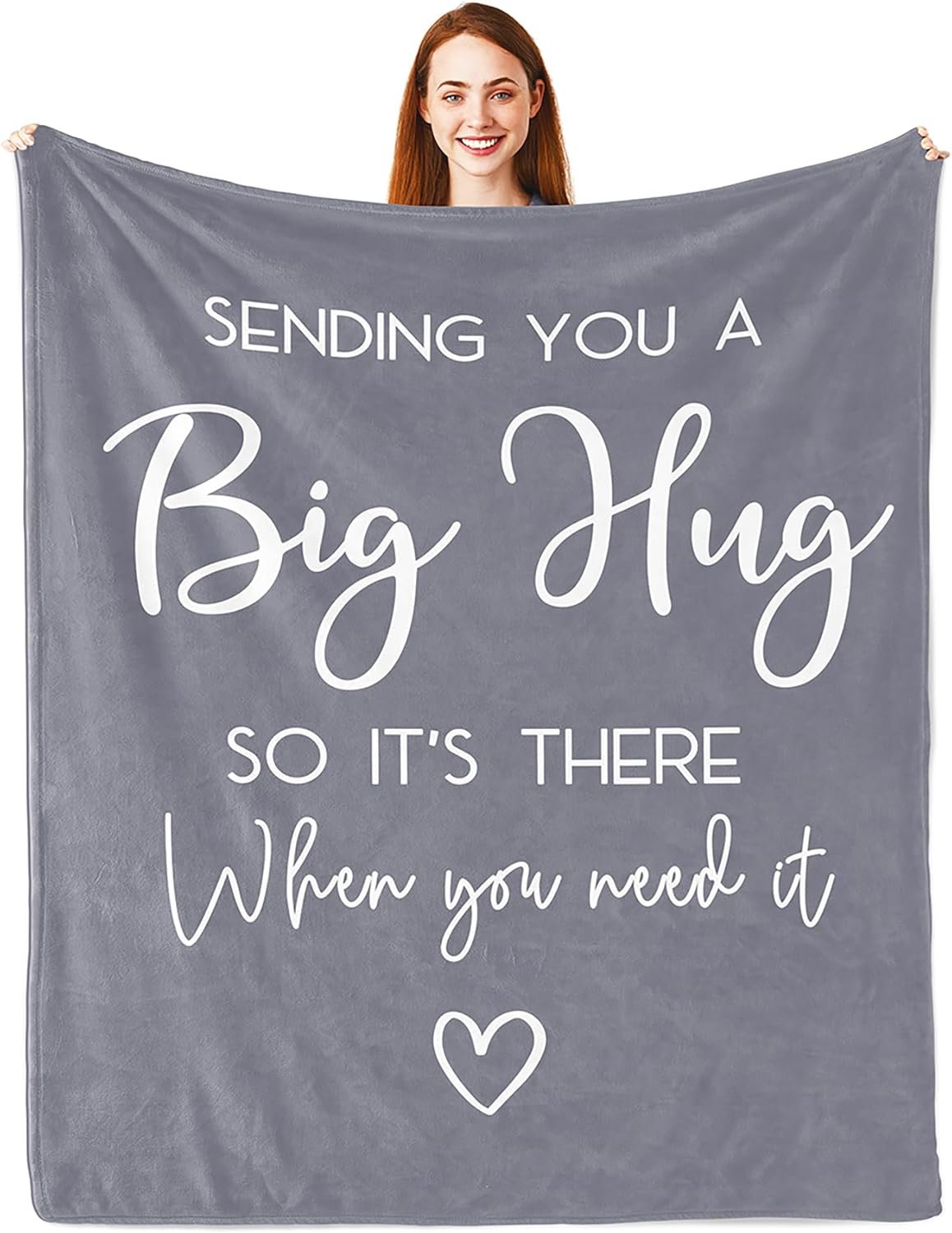 Pubrave Get Well Gifts for Women/Men, Birthday/Inspirational/Sympathy/Thinking of You Gifts for Women/Men/Daughter/Son/Mom/Dad，Feel Better Healing Blanket Grey 60x50in