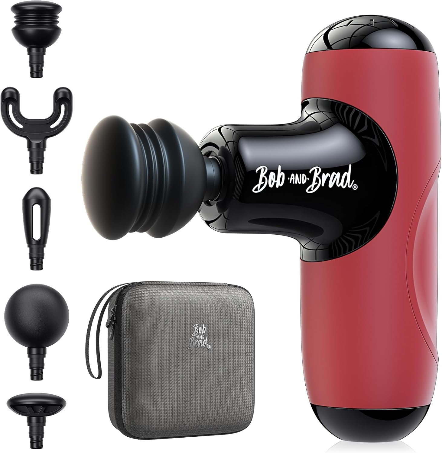 BOB AND BRAD Q2 Mini Massage Gun for Women – Portable Muscle Pain Relief, Powerful Deep Tissue Percussion Massager, Ultra Quiet Handheld Massager, Designed for Travel – Red
