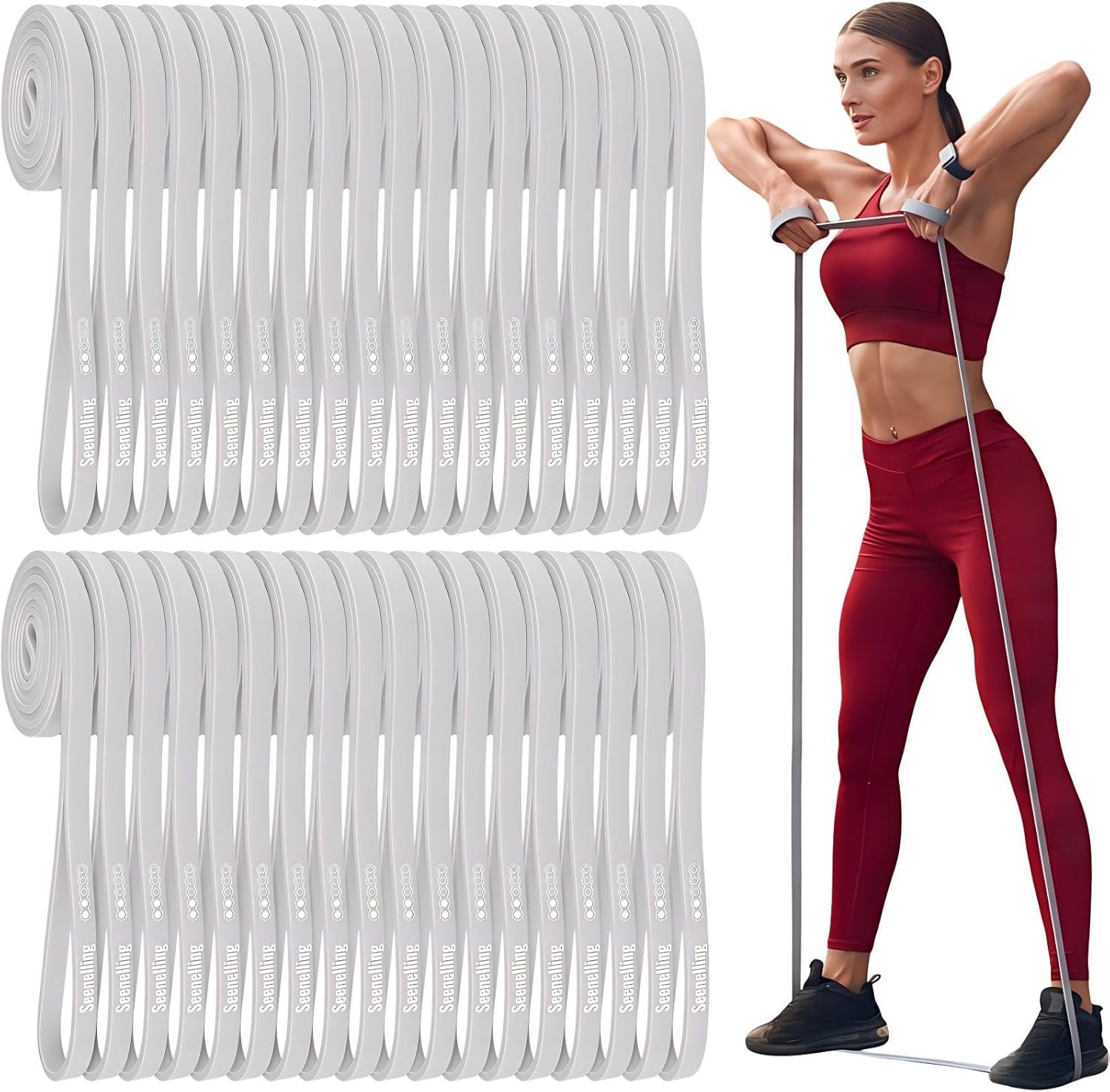 Seenelling 36 Pcs Resistance Bands Set, Elastic Workout Bands for Home Gym, Strength Training, Yoga and Physical Therapy, Exercise Loop for Men and Women