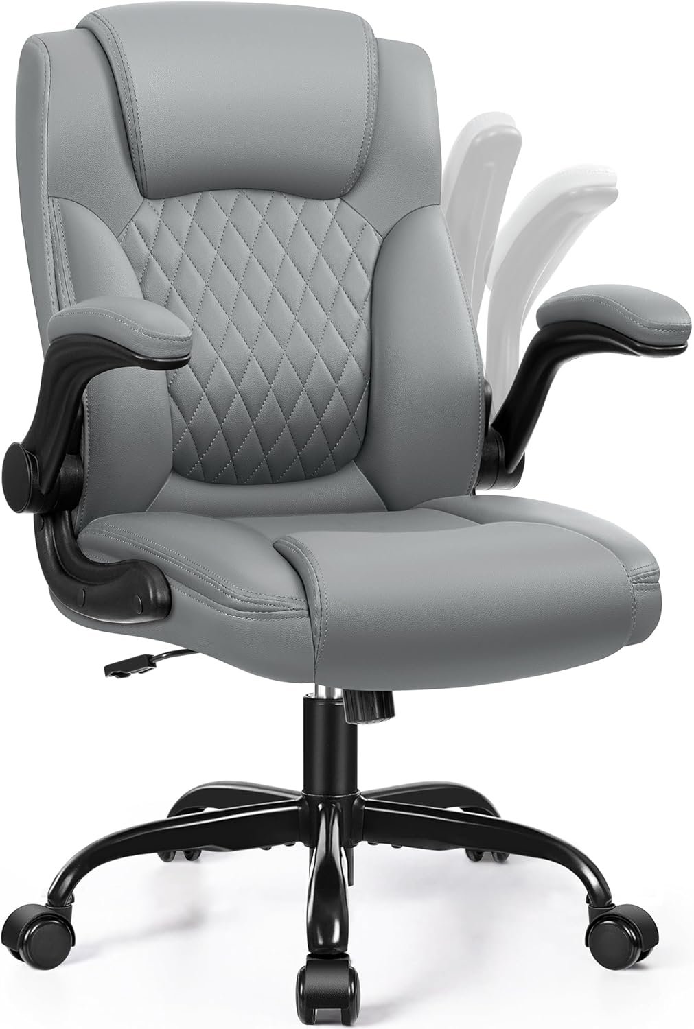 Leather Office Chair, PU Home Computer Desk Chairs with Ergonomic Back Support, 360°Swivel Free，Small Gaming Chair with Wheels and Adjustable Armrests, for Short People Use