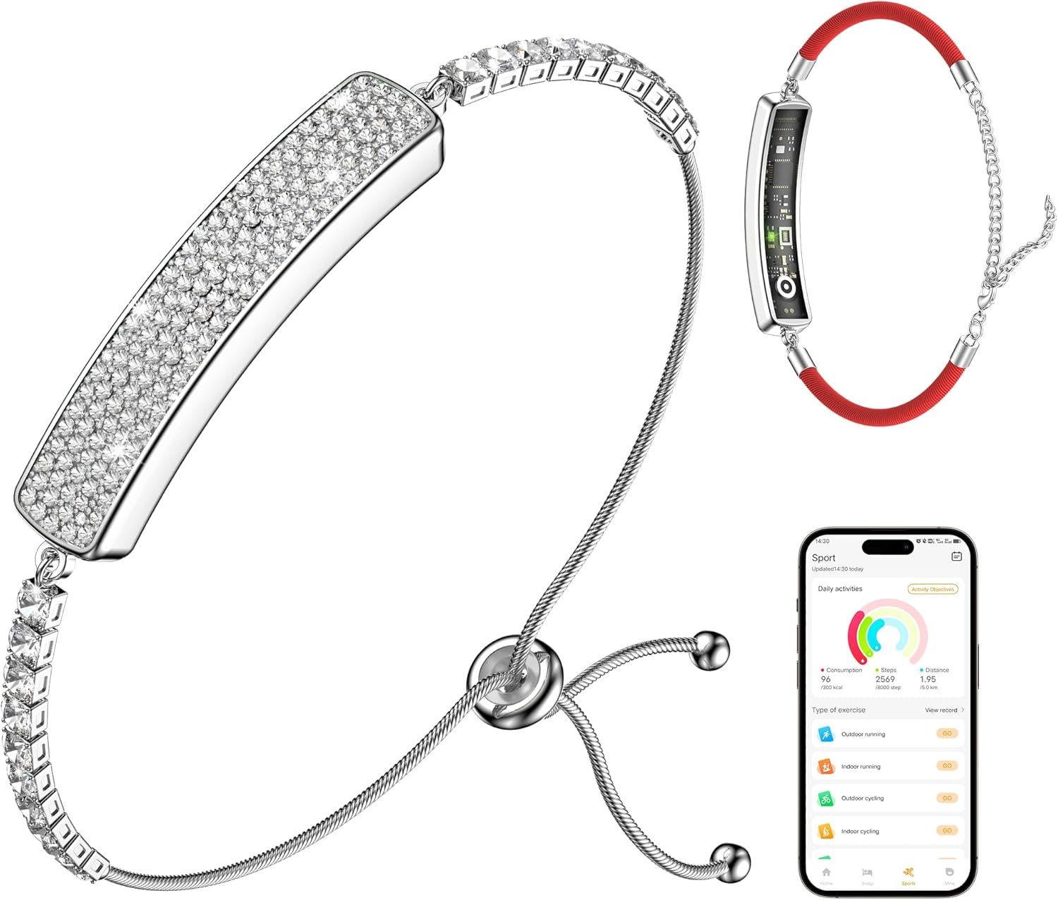 Smart Bracelet for Women, Health Activity Fitness Trackers, 24/7 Heart Rate, HRV, Blood Oxygen & Stress Monitor, 24H Sleep Tracker, Free APP for iOS & Android, Silver