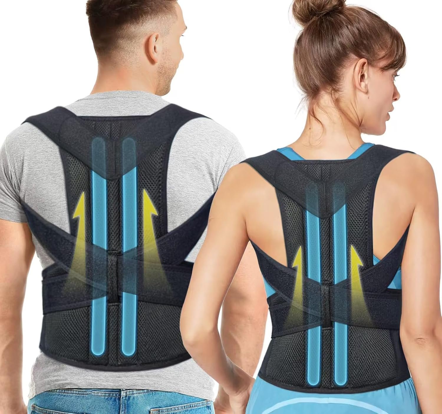 Fitsupport Back Brace Posture Corrector for Women and Men Back Lumbar Support Shoulder Posture Support for Improve Posture Provide and Back Pain Relief Large(Pack of 1)