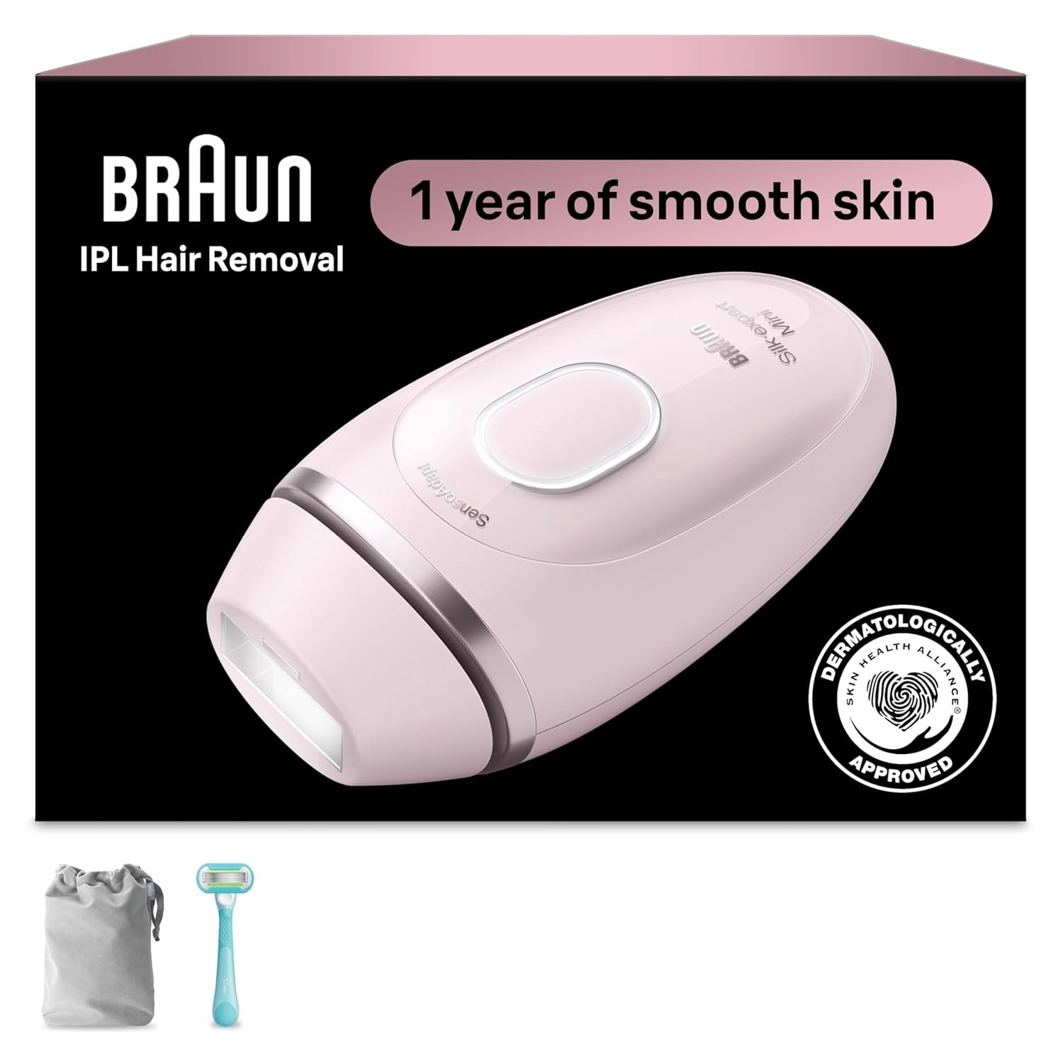 Braun IPL Mini, Silk·Expert Mini, IPL Hair Removal for Women and Men, Permanent Laser Hair Reduction At-Home, IPL1111