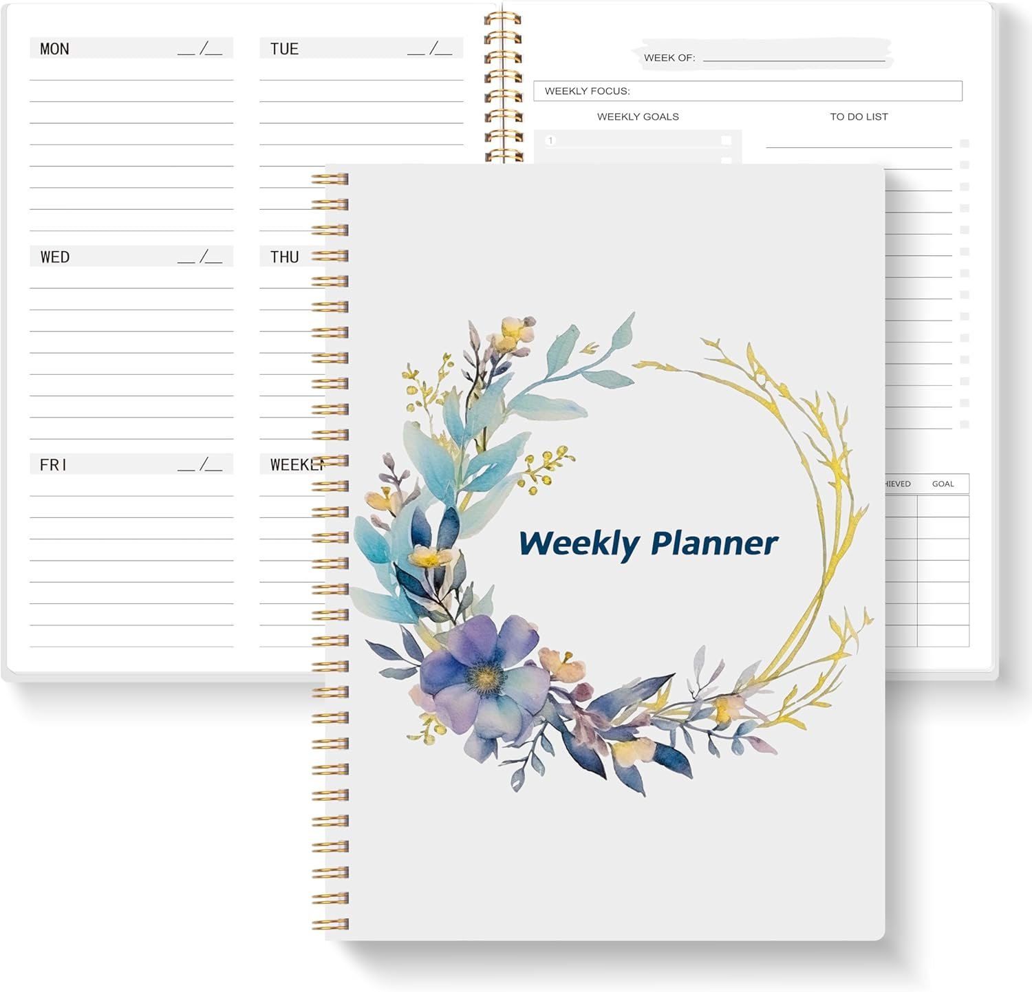 Undated Weekly Planner, Weekly To Do List Notebook with Goal & Habit Tracker Organizer, A5 5.8″ x 8.0″ Weekly Planner Notebook with Spiral Binding for Men or Women