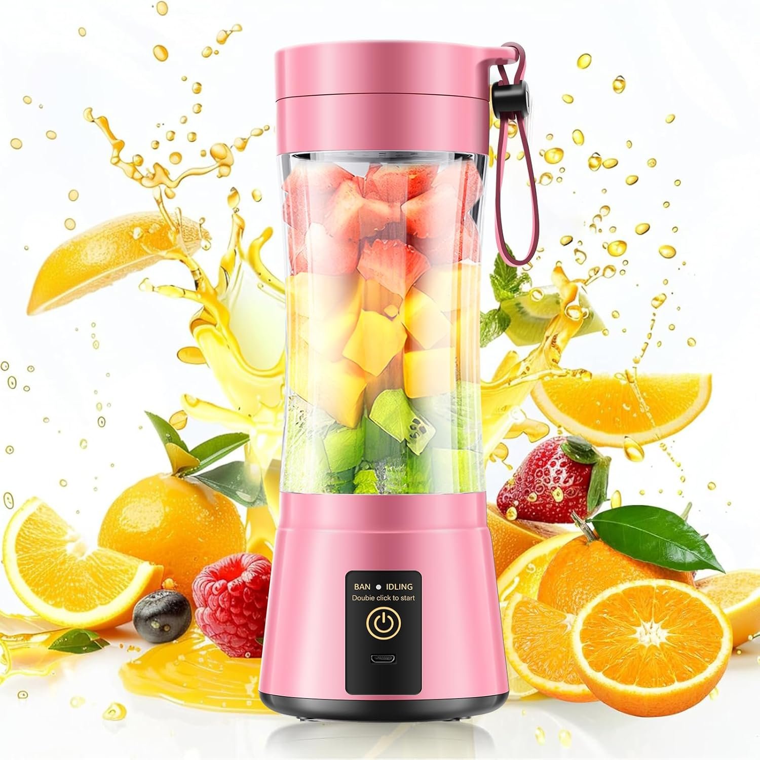 Personal Size Cordless Portable Blender – BAP Free Blender Make Smoothies & Shakes, 12 Oz Juice Cup with 6 Blades, Quickly Squeezed in Office/Picnic/Sports/Home