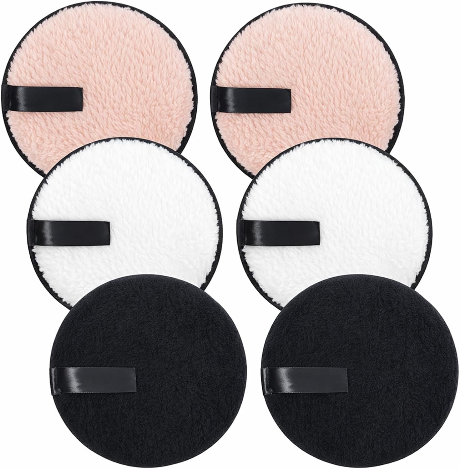 6 PCS Reusable Makeup Remover Pads, Double-Sided Makeup Cloth Microfiber Puffs, Face Wash Cloth Round Facial Cleansing Puffs for Women Mascara Eye Shadow Foundation Remover Pad