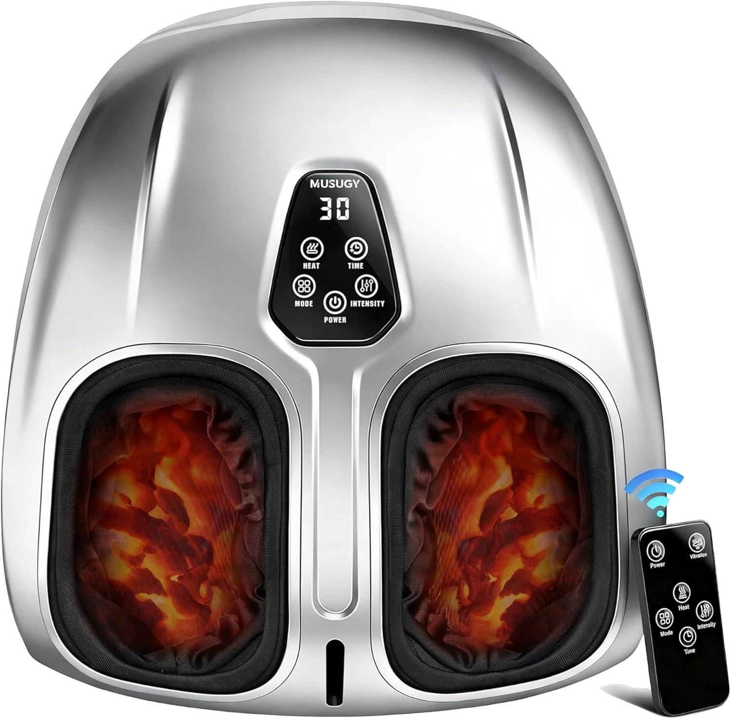 Foot Massager, Shiatsu Foot Massager Machine with Heat & Vibration & Compression for Plantar Fasciitis, Neuropathy – 5 Intensity, 4 Modes, 2 Heat, US Women’s 11, Gifts for Mother, Mom, Silver