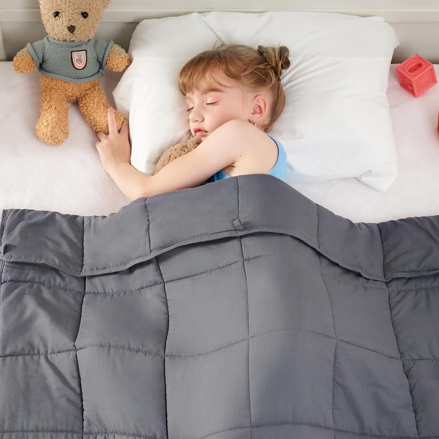 yescool Weighted Blanket 5 Pounds Cooling Weighted Lap Blanket, Grey Heavy Blankets for Sleeping, Weighted Throw Blanket Gift for 40-60lbs, 40″x60″