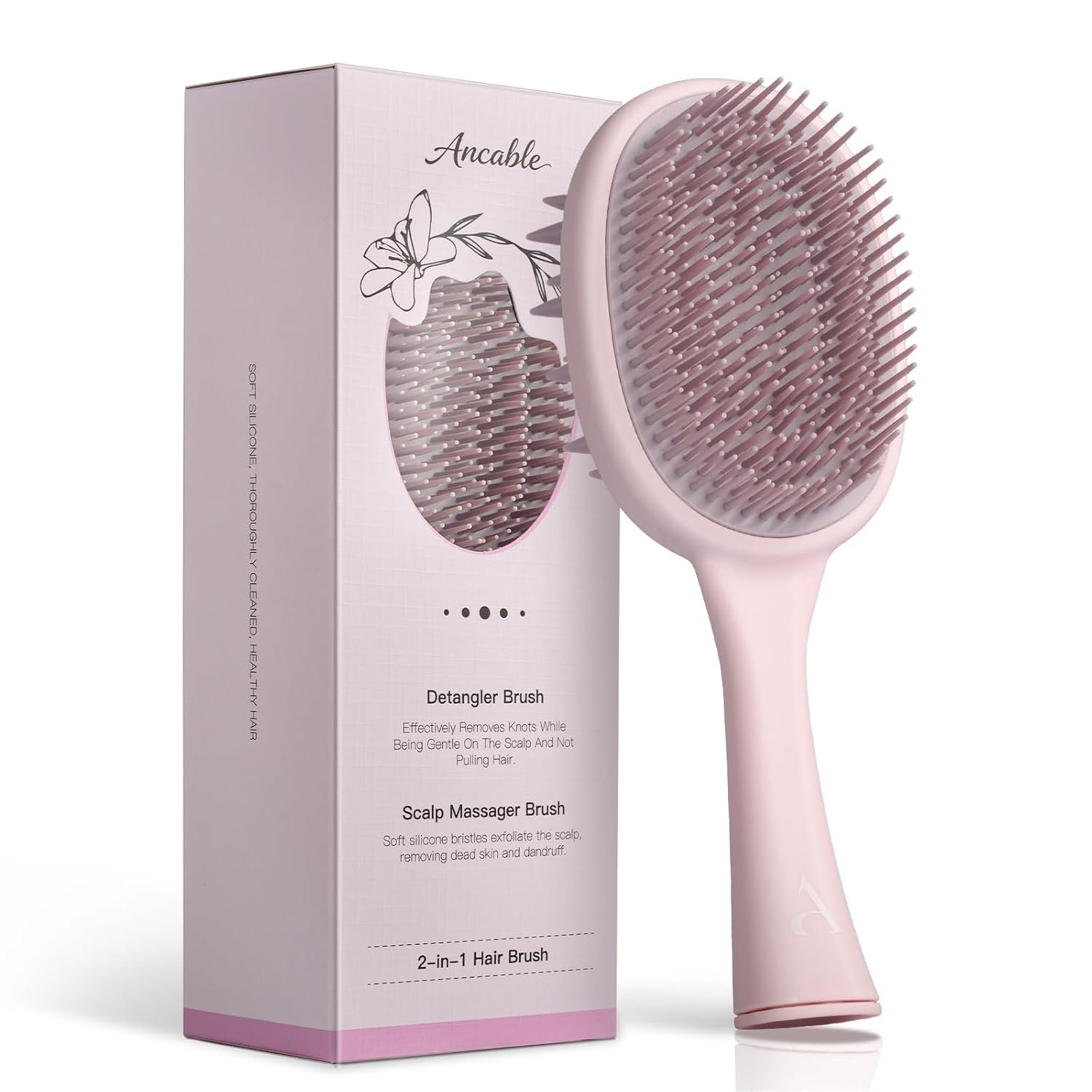 Detangler Brush, 2-in-1 Detangling Hair Brush for Women Men – Scalp Scrubber Massager for Hair Growth, Curly Hair Brush for All Hair Types, Wet & Dry Use, Soft Silicone Styling Brush