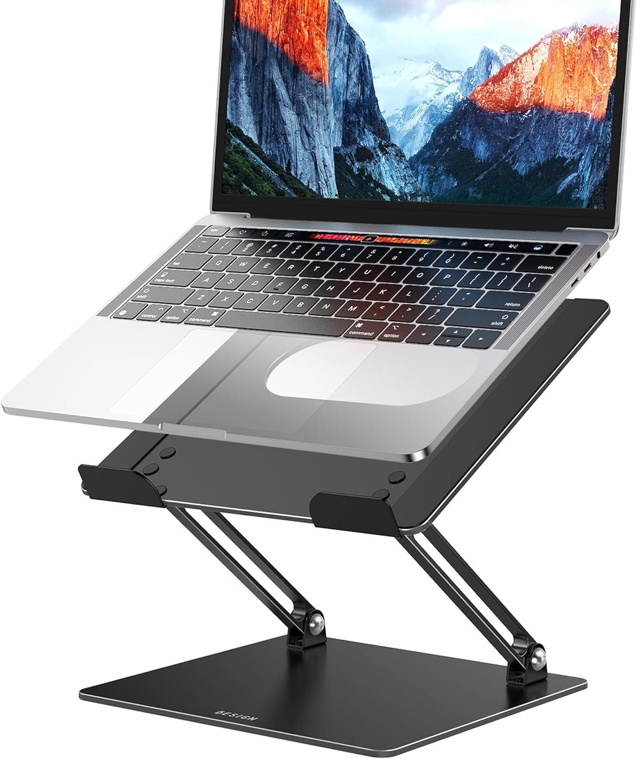 BESIGN LS10 Laptop Stand for Desk, Ergonomic Adjustable Notebook Tablet Stand, Foldable Laptop Riser, Portable Desktop Book Stands, Computer Holder Compatible with 10-14″ Laptops, Black