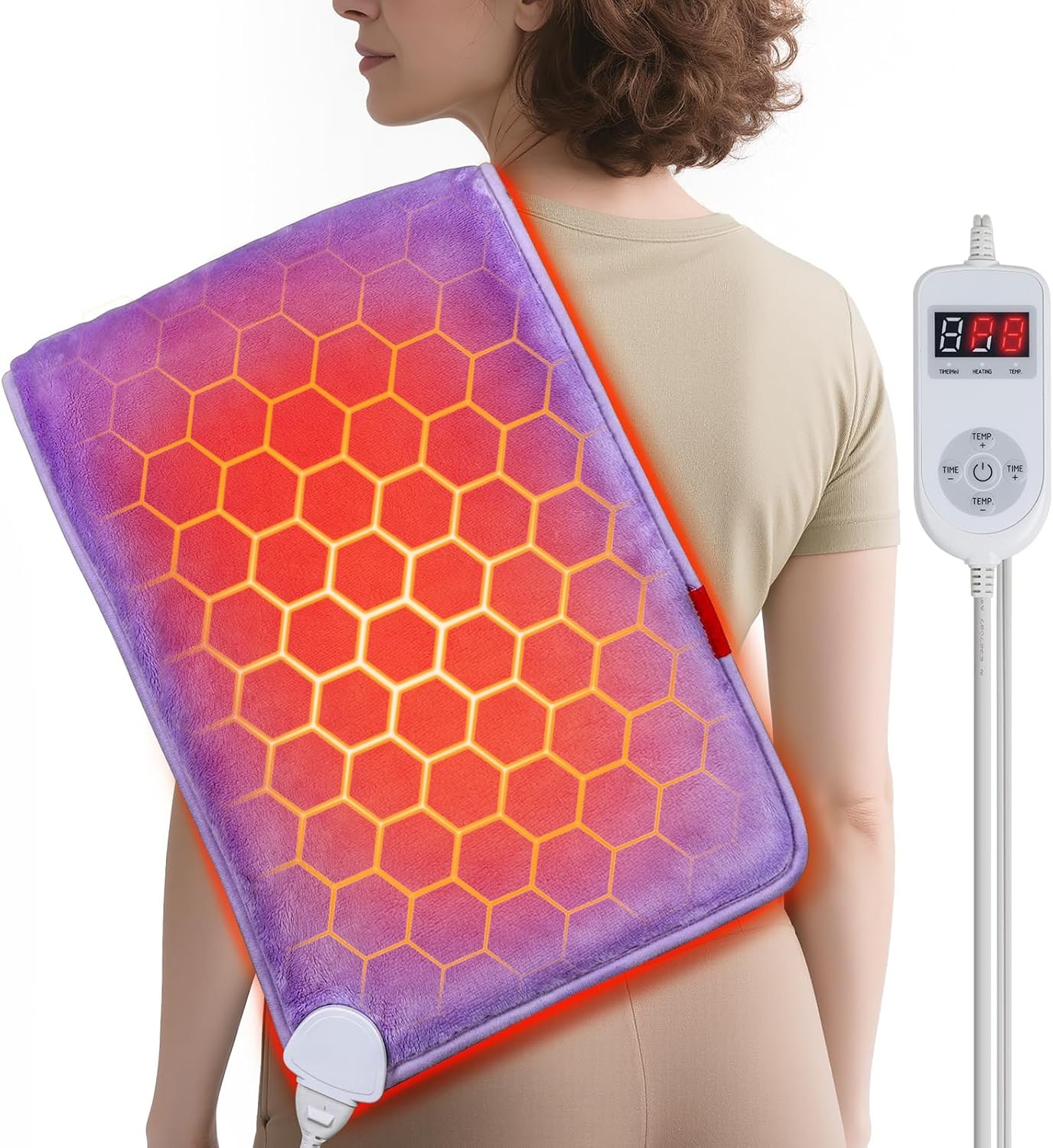 Far-Infrared Heating Pad for Back: 2-3 Inches Penetrates Muscles Deeply for Stiffness Chronic Pain – 3S Fast Heating Extra Hot to 160℉ for Women from Desk Job – 4H Auto Off Graphene